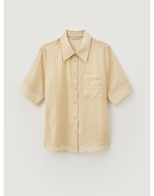 비뮤즈맨션 Sheer half sleeve shirt - Beige 착용컷