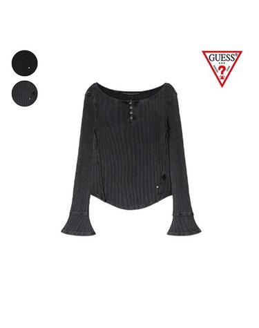[갤러리아] GUESS 25F/W [SUZY] YP3K2412 플레어 소매 워싱 골지 긴팔티