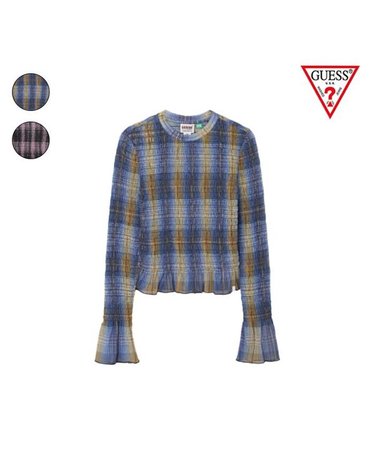 [갤러리아] GUESS 25FW [여성] YP4K2335 GO 체크 매쉬 스모킹 긴팔티