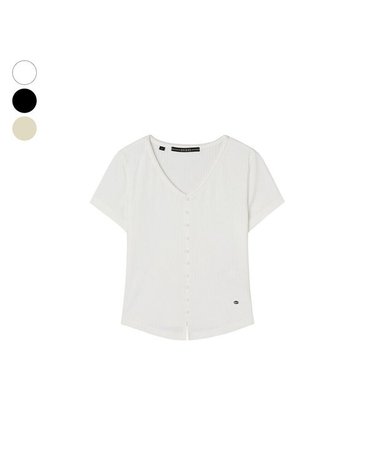[갤러리아] 게스 여성 브이넥 콩단추 반팔 티셔츠 OQ2K5451 26SS