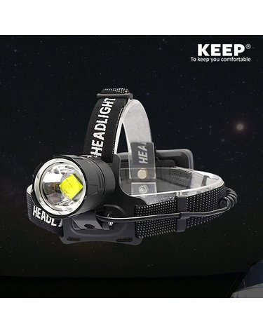 KEEP 캠핑 충전식 LED 줌라이트 헤드랜턴
