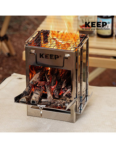 KEEP 캠핑 미니멀 우드스토브 BBQ 바베큐 그릴 불멍 화로대 미니화로 백패킹