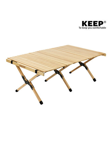 KEEP 캠핑 소나무 우드 폴딩 롤 테이블 접이식 1200mm