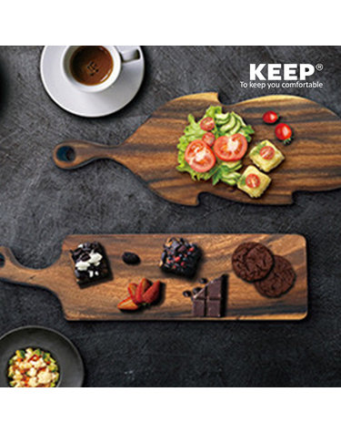 KEEP 캠핑 통원목 월넛 도마 2p 세트 플레이팅 원목 호두나무 캠핑 손잡이 도마