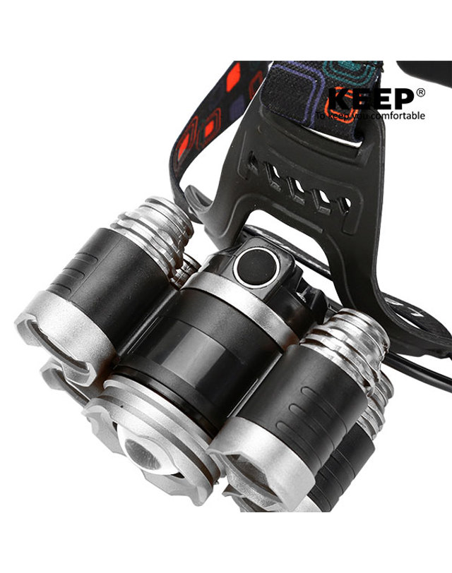 킵_캠핑 킵 KEEP 캠핑 5구 충전식 LED 원터치 헤드랜턴 착용컷