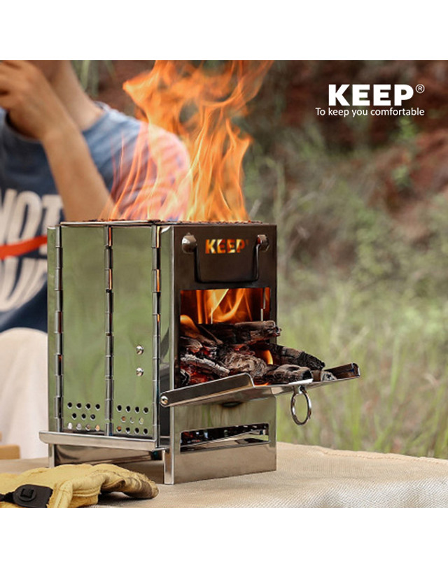 킵_캠핑 킵 KEEP 캠핑 미니멀 우드스토브 BBQ 바베큐 그릴 불멍 화로대 미니화로 백패킹 착용컷