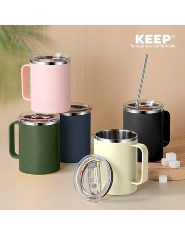 KEEP 캠핑 스텐 보온 보냉 손잡이 핸들 머그 컵 텀블러 350ml