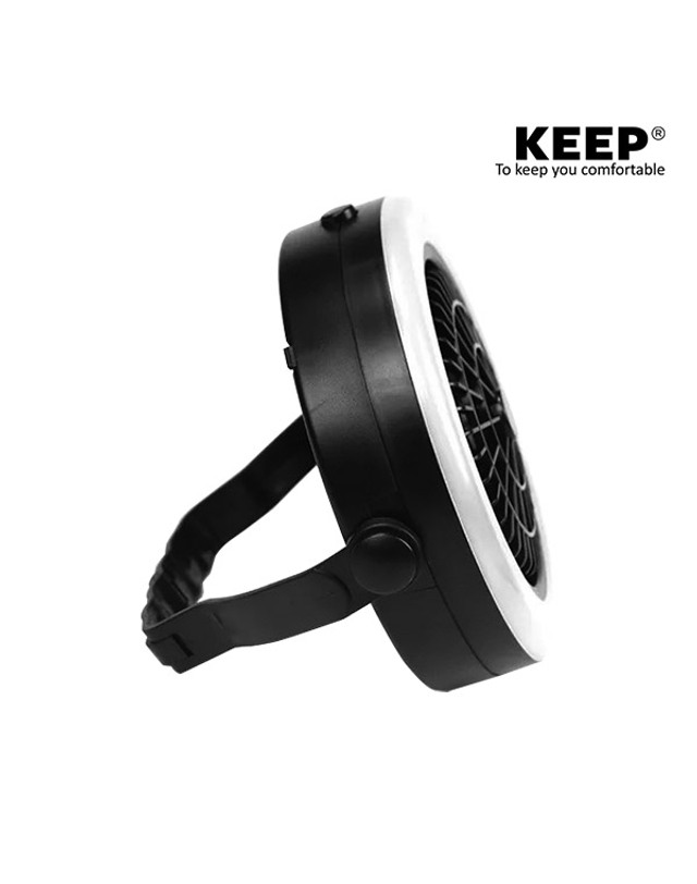 킵_캠핑 킵 [KEEP] LED 2in1 360도 회전 선풍기 서큘레이터 착용컷