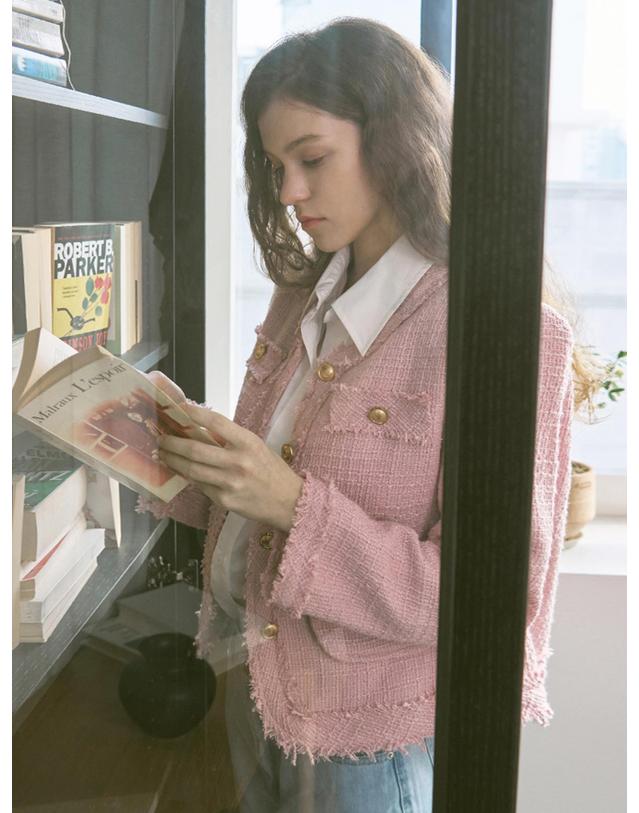 비지트 인 뉴욕 [비지트인뉴욕] 프린지 트위드 재킷 착용컷
