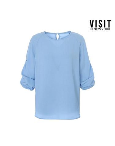 [비지트인뉴욕] 라운드 칠부 볼륨 소매 블라우스 (VZ4SS75)