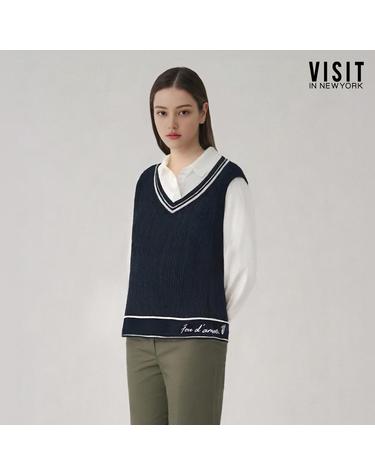 [비지트인뉴욕] 브이넥 라인 포인트 니트 베스트 (VZ4VK74)