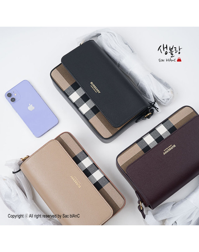 버버리 버버리 뉴 햄프셔 체크 레더 크로스백 80840281 80845041 80941341 착용컷