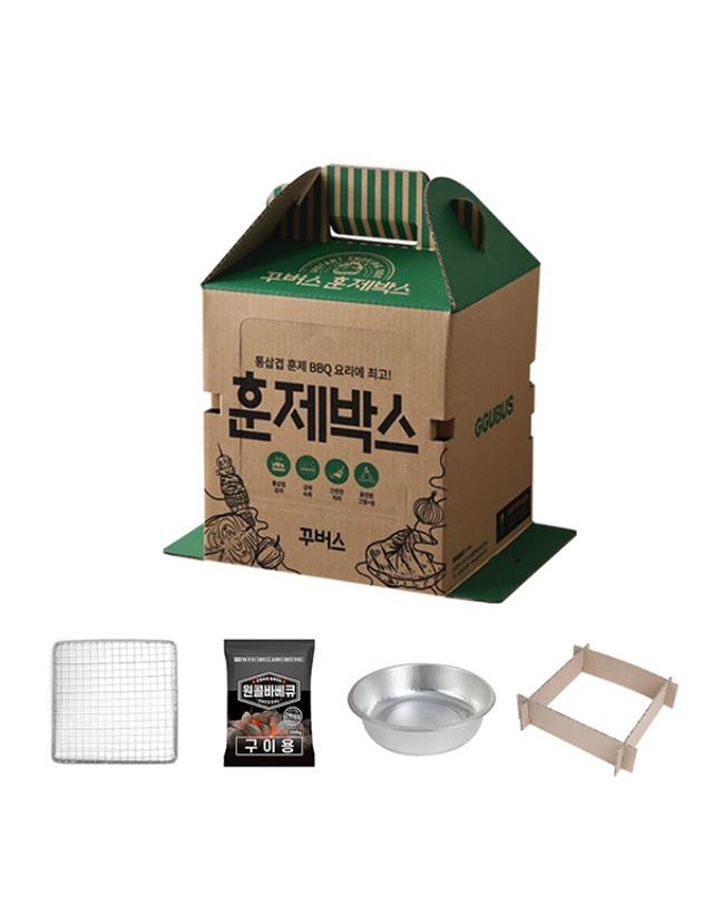 꾸버스 [꾸버스] 훈제박스 - 바베큐그릴/일회용/스모커/훈연/훈제그릴 착용컷