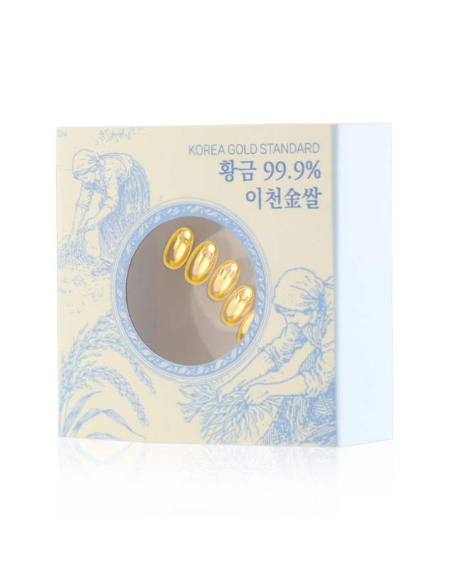 한국표준금거래소(순금) [한국표준금거래소] (3개 세트) 순금 999 이천금쌀 황금 24K 쌀알 착용컷