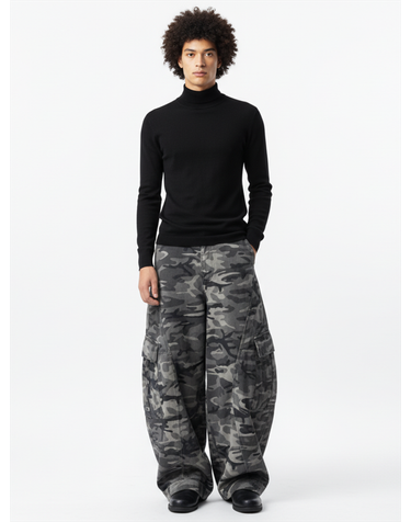 커브드 핏 와이드 카고 팬츠 (카모)/M254PT04