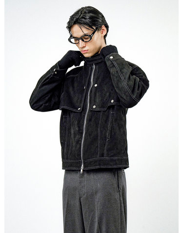 바이커 버튼넥 스웨이드 자켓(2color)/M24OT01