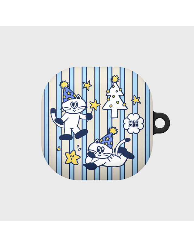 멀멀 스트라이프 스타 캣츠-스카이블루(버즈-하드) 착용컷