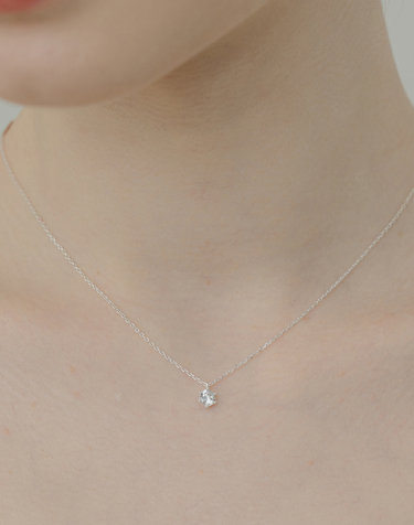 [Silver925] WE012 Simple crystal cubic necklace