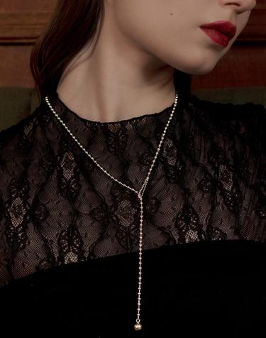 SS017 Drop Ball Chain Necklace