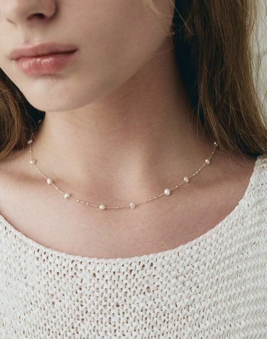 ARM014 Tiny Pearl Link Necklace