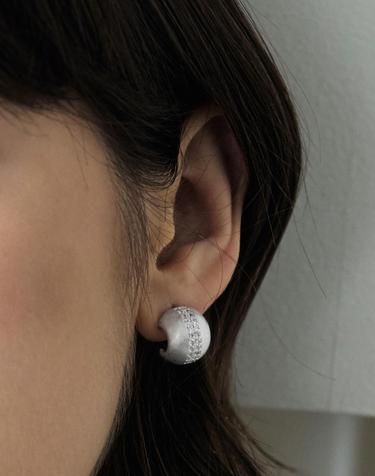 NP031 Matte Cubic Setting Ball Earrings