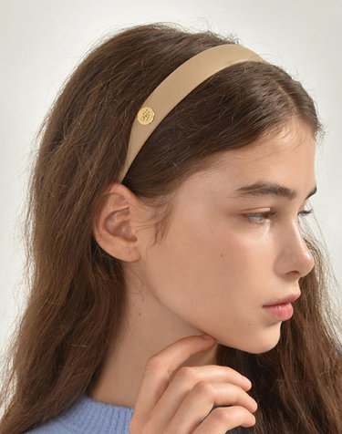 하스 HB036 Light Brown Leather Logo Hairband