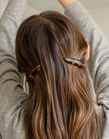 [2SET] HDM012 Leopard oval mini hair clip set