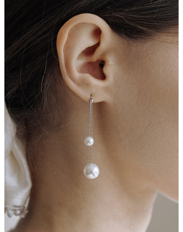 하스 HML009 Pearl Drop Chain Earrings