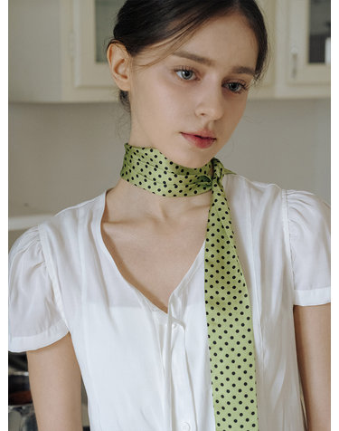 하스 HML016 Green Dot Satin Skinny Scarf