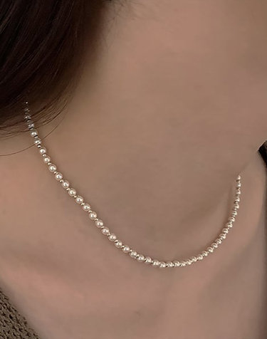 하스 SF009 Basic Pearl Silver Ball Necklace