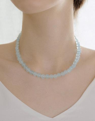 HLD012 Blue jade bead Necklace