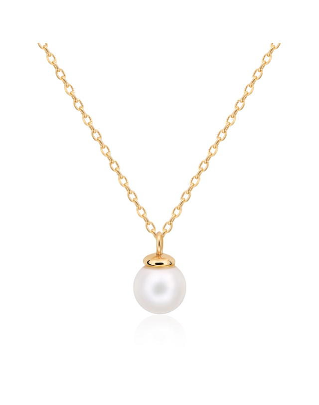 모룬 14K 에센셜 드롭 6mm 담수진주 체인 목걸이 MON39728 착용컷