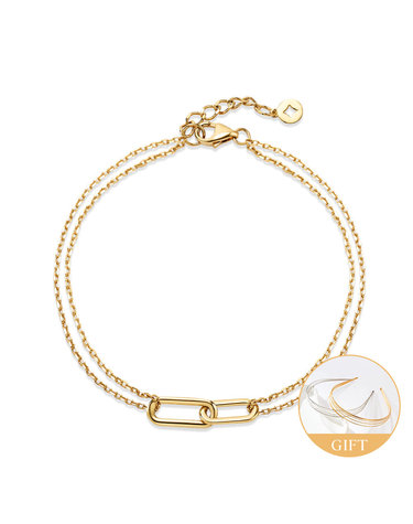 (10월베스트)14K 인터락 클립 레이어드 체인 팔찌 MOB42584