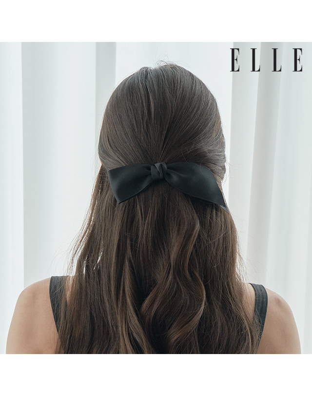 엘르헤어 블랙 리본 헤어핀 ELHP004 착용컷