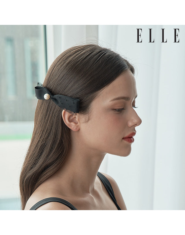 엘르헤어 진주 포인트 리본 헤어핀 ELHP003 착용컷