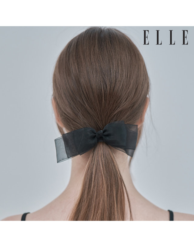 엘르헤어 블랙 리본 헤어슈슈 ELSC006 착용컷