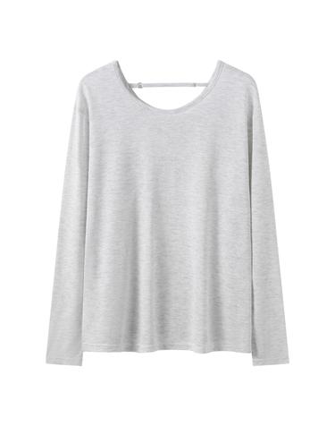 무지 오버핏 포인트 뒷끈 긴팔 티셔츠 (NQ2LW049L0)