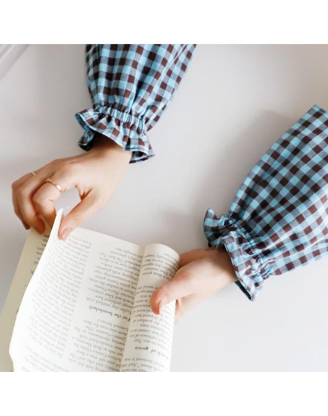 까사베르데 피엔 사무용/사무실 양면 선염면 체크 팔토시 5color 착용컷