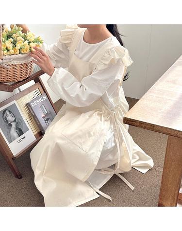 디브 프릴 롱앞치마 에이프런 주방/카페/공방/브이로그 5color