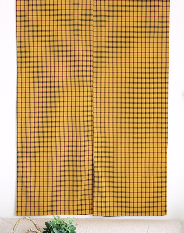 까사베르데 댄디 옐로우 체크 가리개커튼 ( 2size/2type ) 착용컷