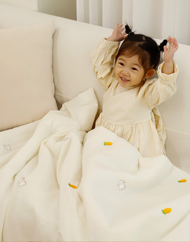 까사베르데 60수 순면 사계절 자수 아기 유아 어린이집 패드 낮잠이불 세트 착용컷