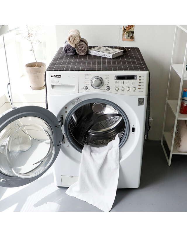 까사베르데 노트 체크 미끄럼방지 논슬립 세탁기커버 2size 착용컷