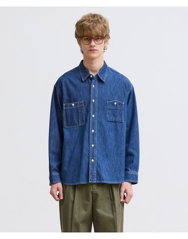 일본 HISHIMOTO 오가닉 데님 셔츠 (7.5 oz) (레귤러핏)_0DSWA04GSL