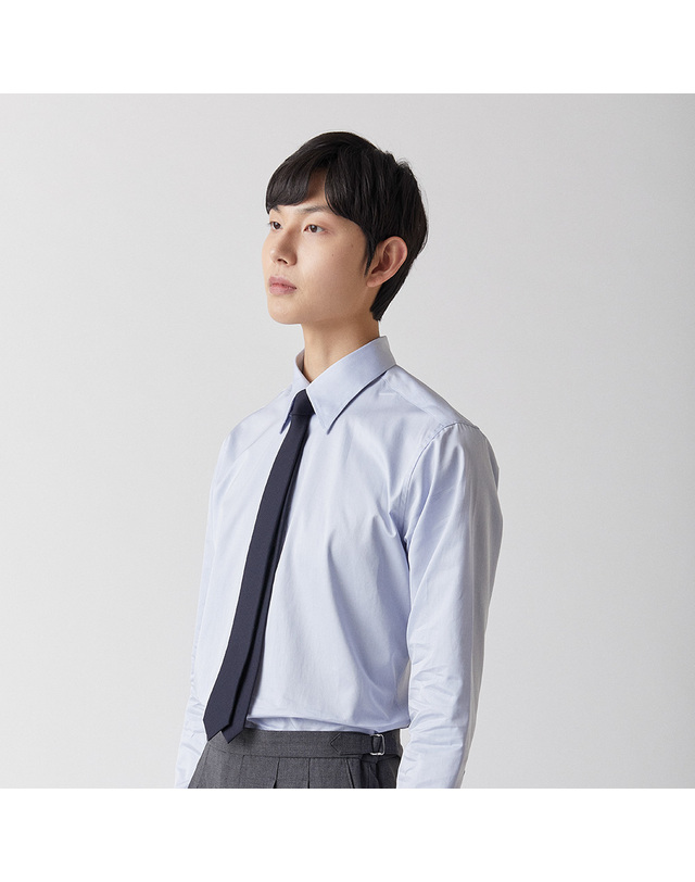 매너그램 THOMAS MASON 레귤러 카라 셔츠 블루 착용컷