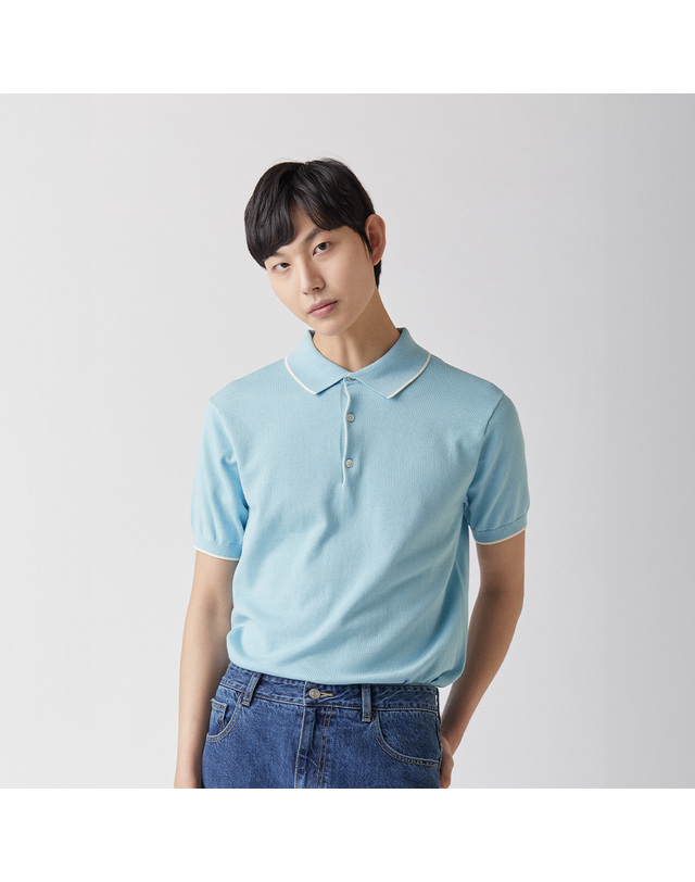 매너그램 울트라파인 실켓 카라니트 스카이_안티필링 착용컷