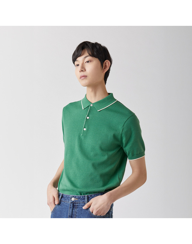 매너그램 울트라파인 실켓 카라니트 그린_안티필링 착용컷