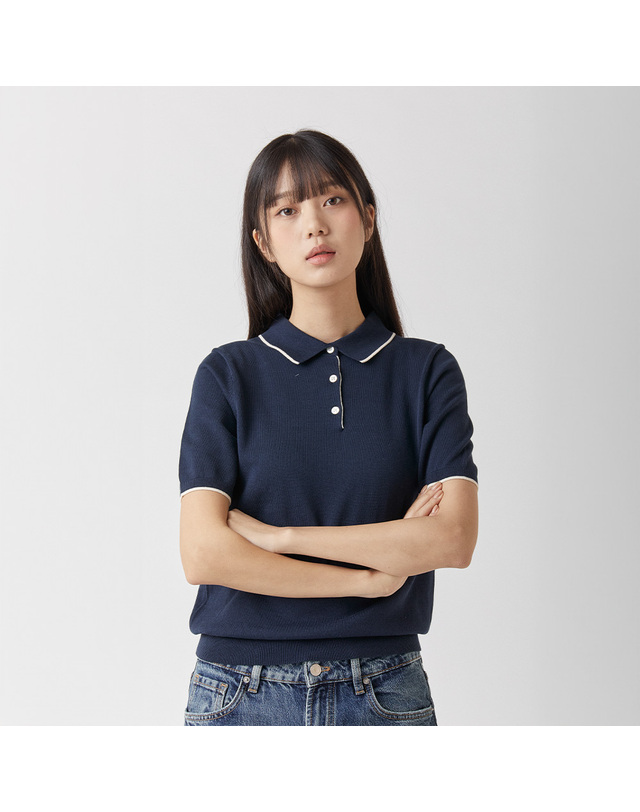 매너그램 울트라파인 실켓 카라니트 네이비_안티필링 착용컷