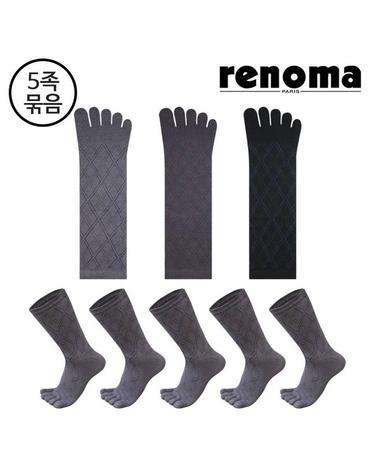 남성 점선아가일 중목 발가락양말 RM5007 5족