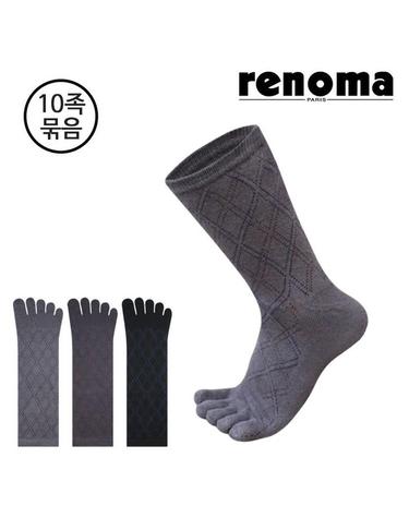 남성 점선아가일 중목 발가락양말 RM5007 10족