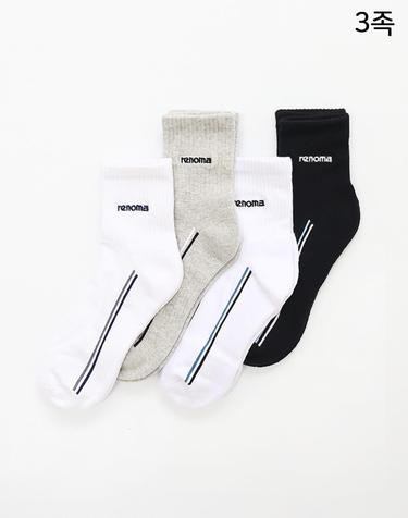 남성 스포츠 라인 중목 양말 RM8525 3족 무배